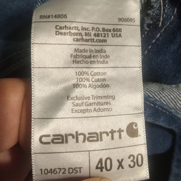 Carhartt Men's Loose Fit Bib Overalls OR4672-M Blue Denim 104672DST - Picture 5 of 6